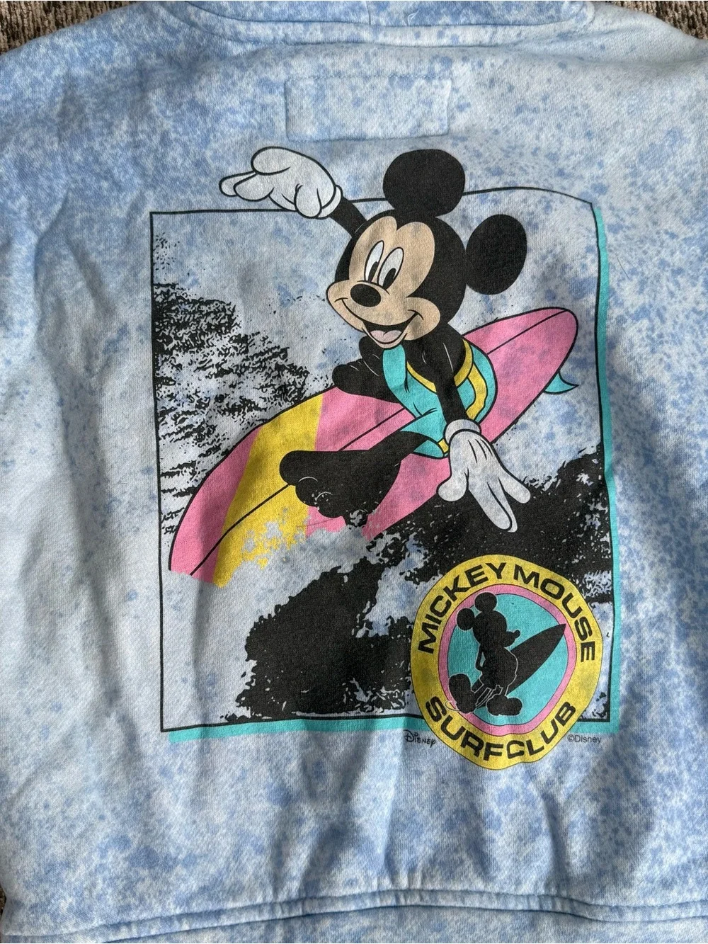 Abercrombie Kids Disney Mickey Mouse Surf Club Blue Tie Dye Relaxed Hoodie 5/6
